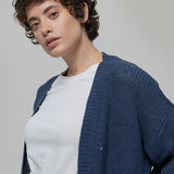 Blu Baltico | Cardigan Cotone Donna Jeans Rigenerato - Rifò Lab Moda circolare made in Italy