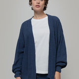 Blu Baltico | Cardigan Cotone Donna Jeans Rigenerato - Rifò Lab Moda circolare made in Italy