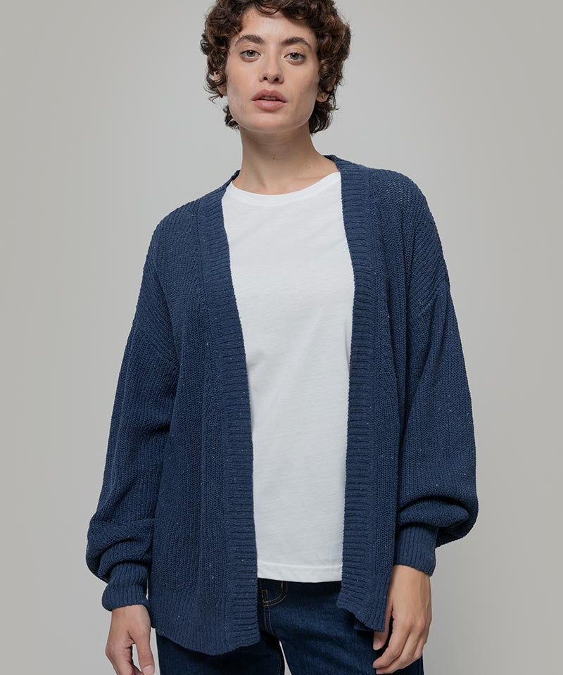 Blu Baltico | Cardigan Cotone Donna Jeans Rigenerato - Rifò Lab Moda circolare made in Italy