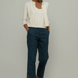 Cardigan Donna Manica Media Cotone Rigenerato Leda Bianco