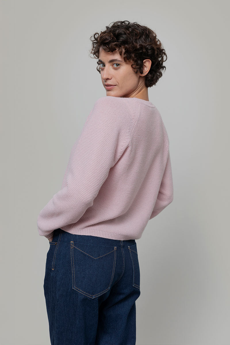 Maglia Girocollo Donna Cashmere Rigenerato Giulietta Rosa - Rifò Lab Moda circolare made in Italy