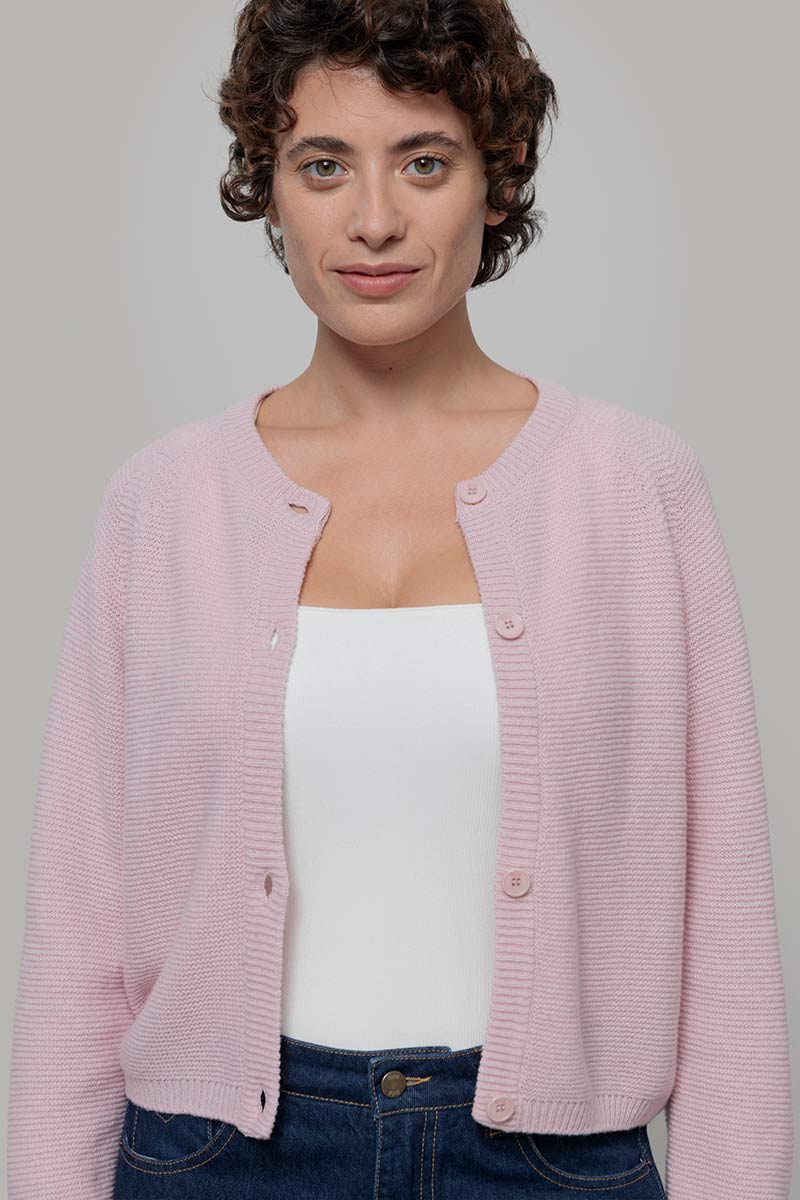 Maglia Girocollo Donna Cashmere Rigenerato Giulietta Rosa - Rifò Lab Moda circolare made in Italy
