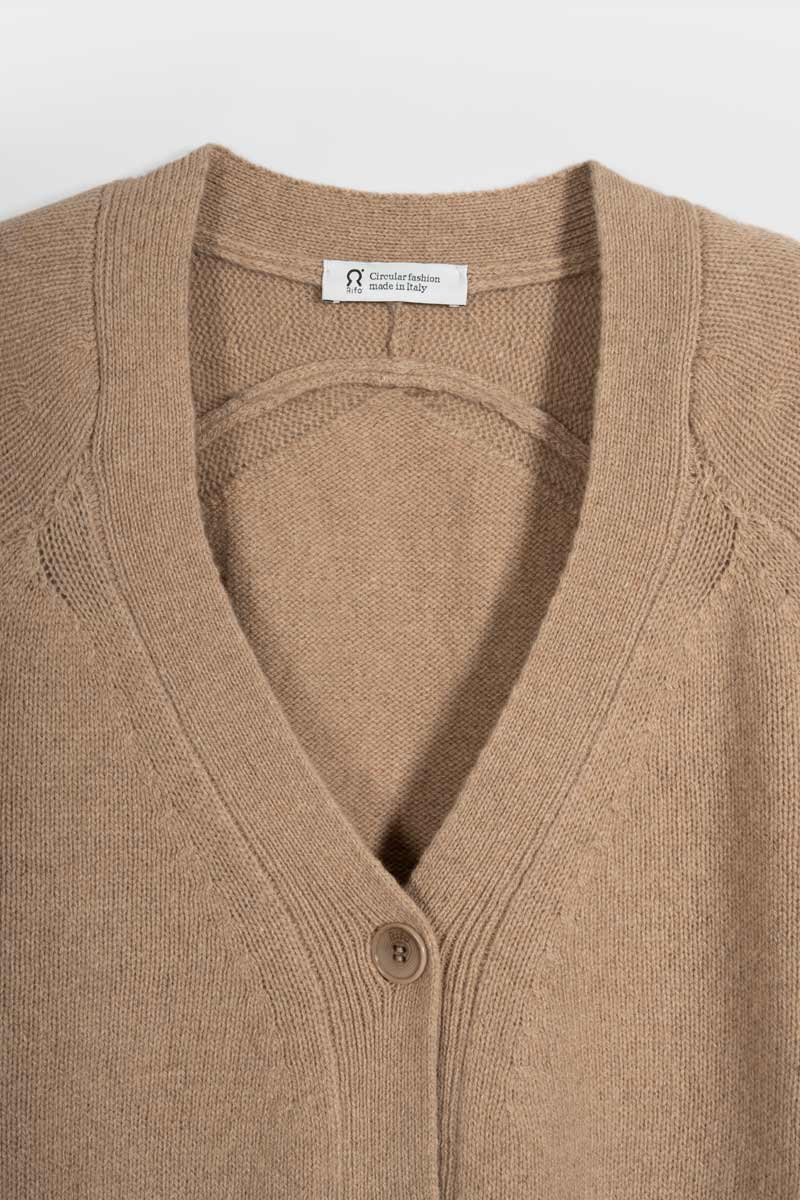 Cardigan con bottoni Donna Cashmere Rigenerato Tosca- Rifò Lab Moda circolare made in Italy