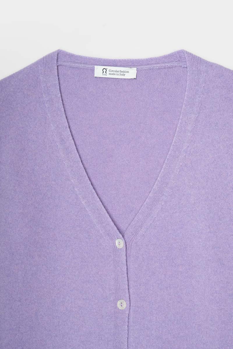 Viola Glicine | Cardigan Donna Light Cashmere Rigenerato Letizia