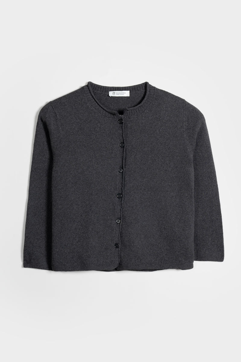 Cardigan Donna Manica Media Cotone Rigenerato Leda grigio nero