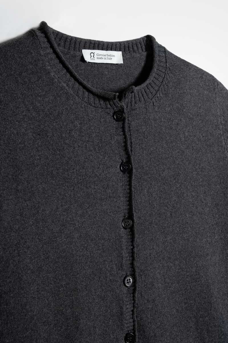 Cardigan Donna Manica Media Cotone Rigenerato Leda grigio nero