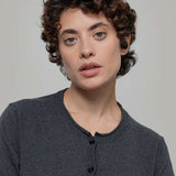Cardigan Donna Manica Media Cotone Rigenerato Leda grigio nero - Rifò Lab Moda circolare made in Italy