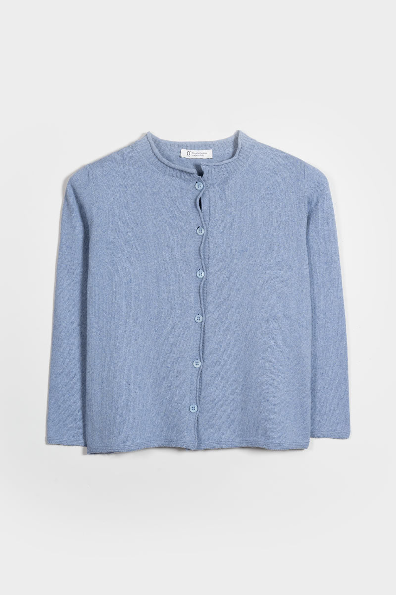 Cardigan Donna Manica Media Cotone Rigenerato Leda Blu Azzurro