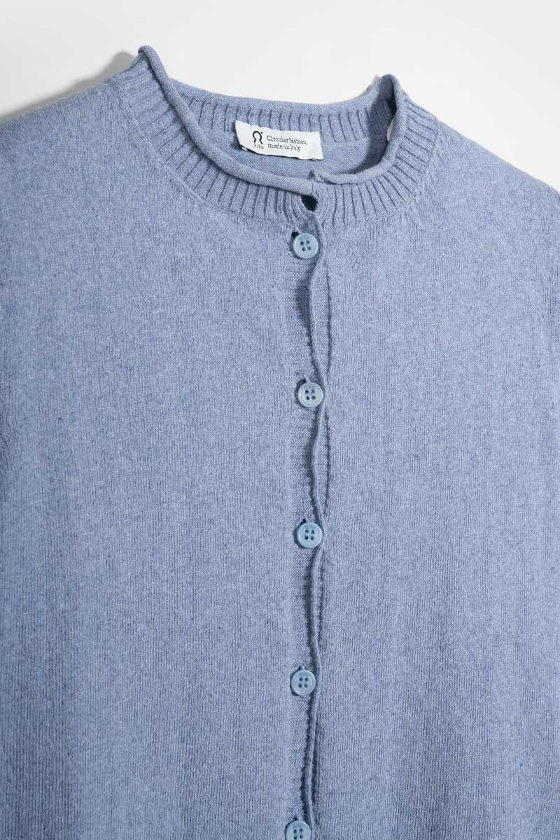 Cardigan Donna Manica Media Cotone Rigenerato Leda Blu Azzurro