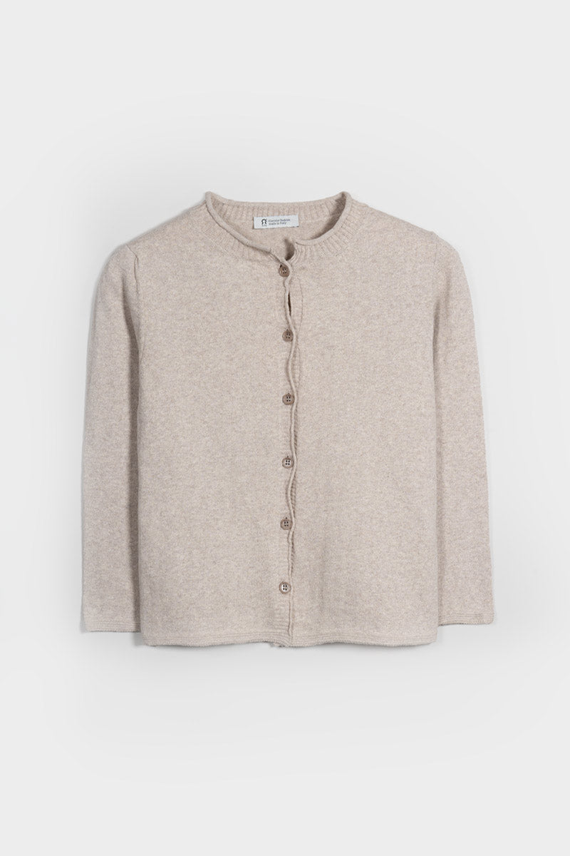 Cardigan Donna Manica Media Cotone Rigenerato Leda Beige