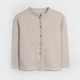 Cardigan Donna Manica Media Cotone Rigenerato Leda Beige