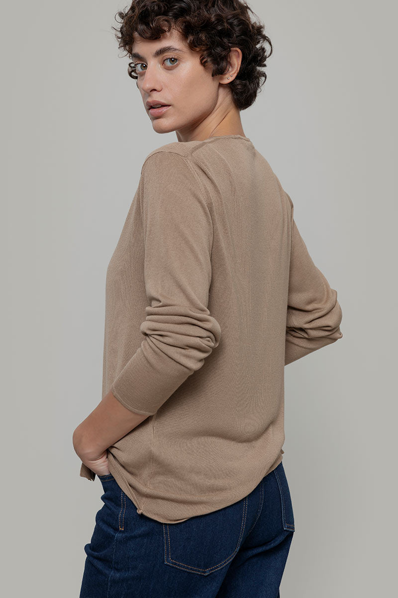 Cardigan Donna Viscosa Vanessa Beige - Rifò Lab Moda circolare made in Italy