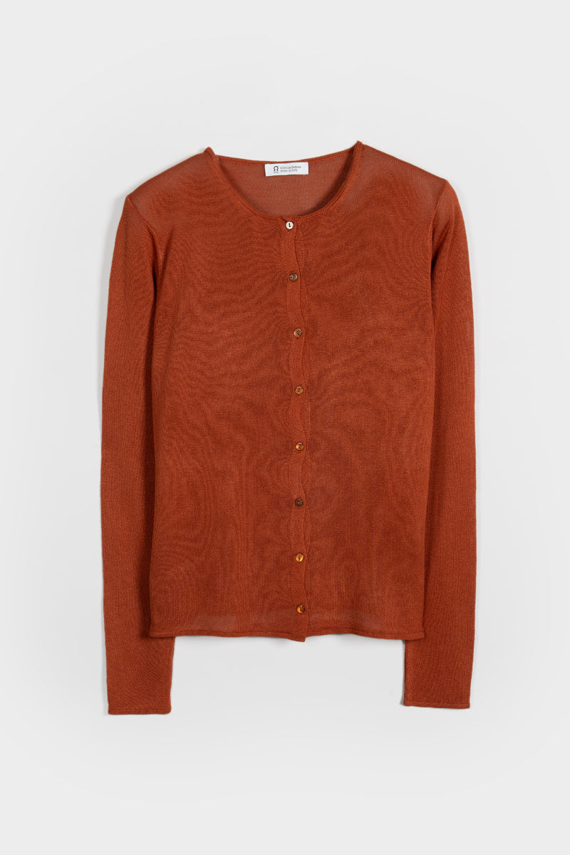 Cardigan Donna Viscosa Vanessa Marrone Terracotta