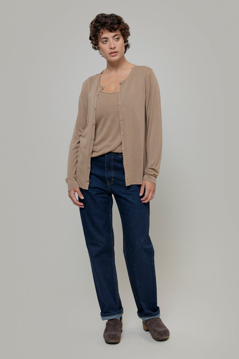 Cardigan Donna Viscosa Vanessa Beige - Rifò Lab Moda circolare made in Italy