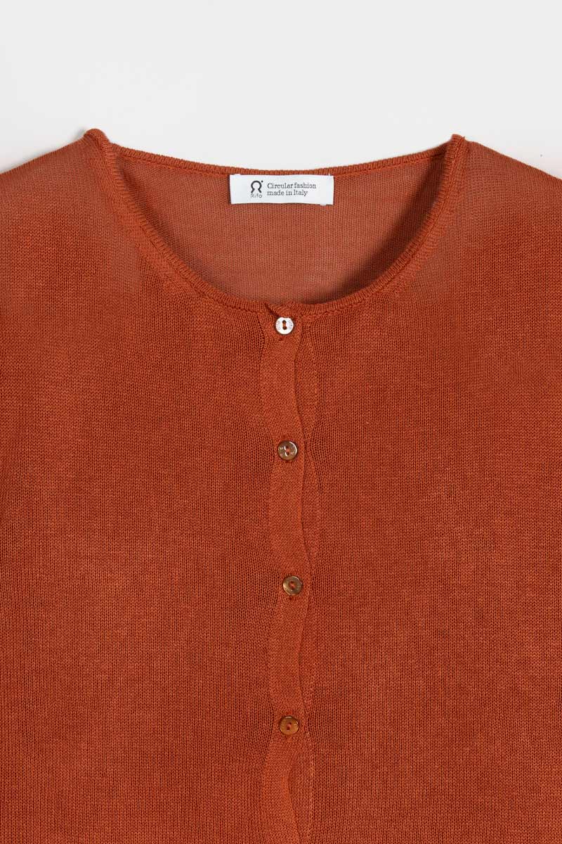Cardigan Donna Viscosa Vanessa Marrone Terracotta