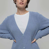 Cardigan Donna Cotone Rigenerato Aspasia Blu - Rifò Lab Moda circolare made in Italy