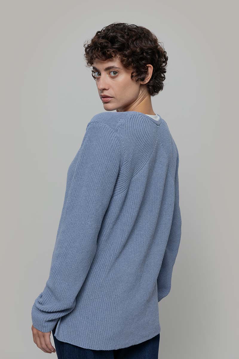 Cardigan Donna Cotone Rigenerato Aspasia Blu - Rifò Lab Moda circolare made in Italy