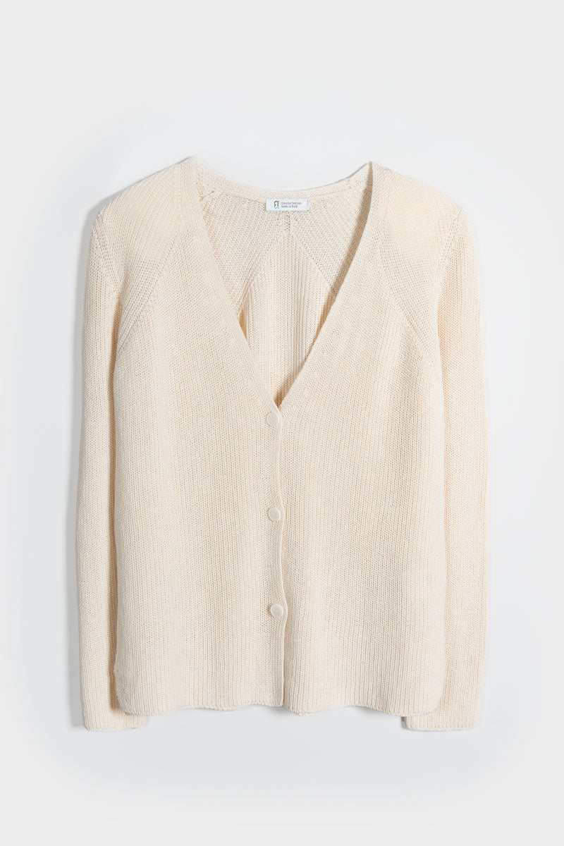 Cardigan Donna Cotone Rigenerato Aspasia Bianco
