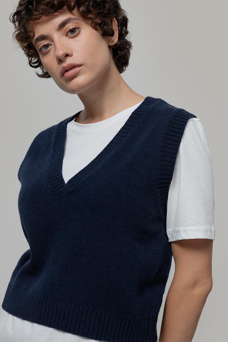 Gilet Donna Scollo V Lana Melania - Rifò Lab Moda circolare made in Italy
