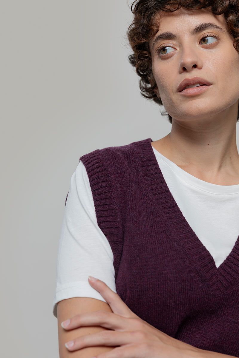 Gilet Donna Scollo V Lana Melania - Rifò Lab Moda circolare made in Italy