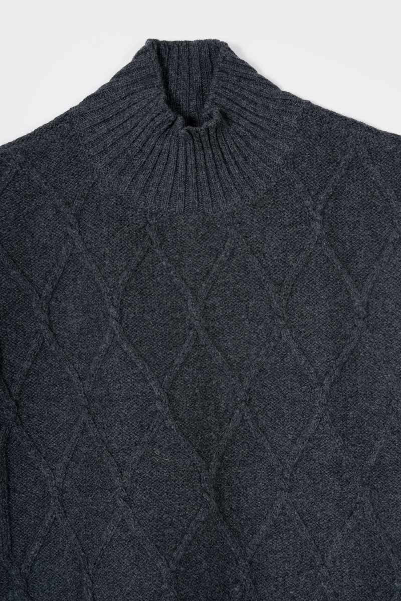 Gilet Collo Alto Lana Rigenerata Delia Grigio - Rifò Moda Circolare made in Italy