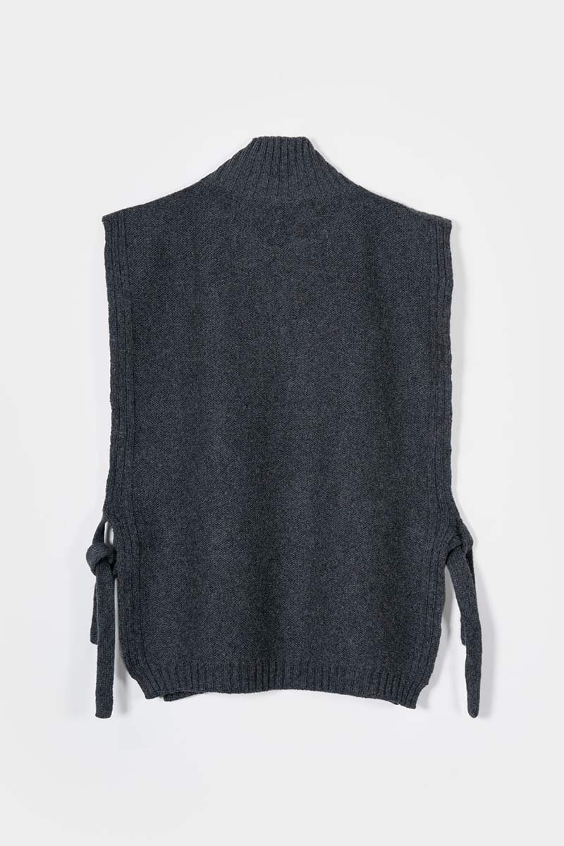 Gilet Collo Alto Lana Rigenerata Delia Grigio - Rifò Moda Circolare made in Italy