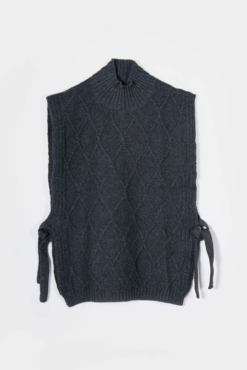 Gilet Collo Alto Lana Rigenerata Delia Grigio - Rifò Moda Circolare made in Italy