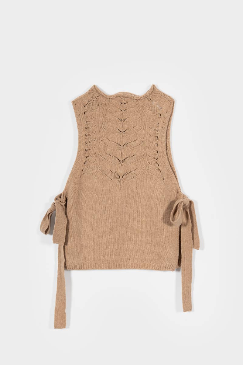 Gilet Donna Lana Rigenerata Pettorina Aperta Rebecca - Rifò Lab Moda circolare made in Italy