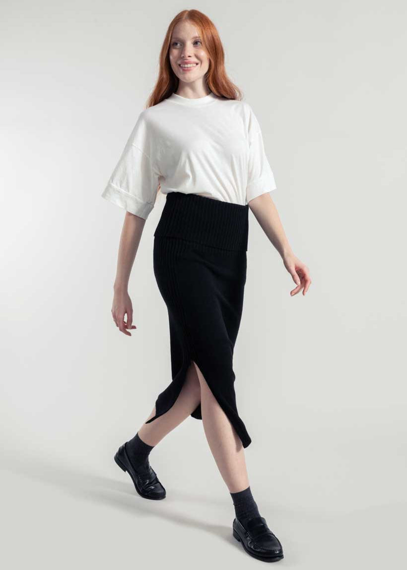 Gonna Cashmere Rigenerato Ginevra Nera