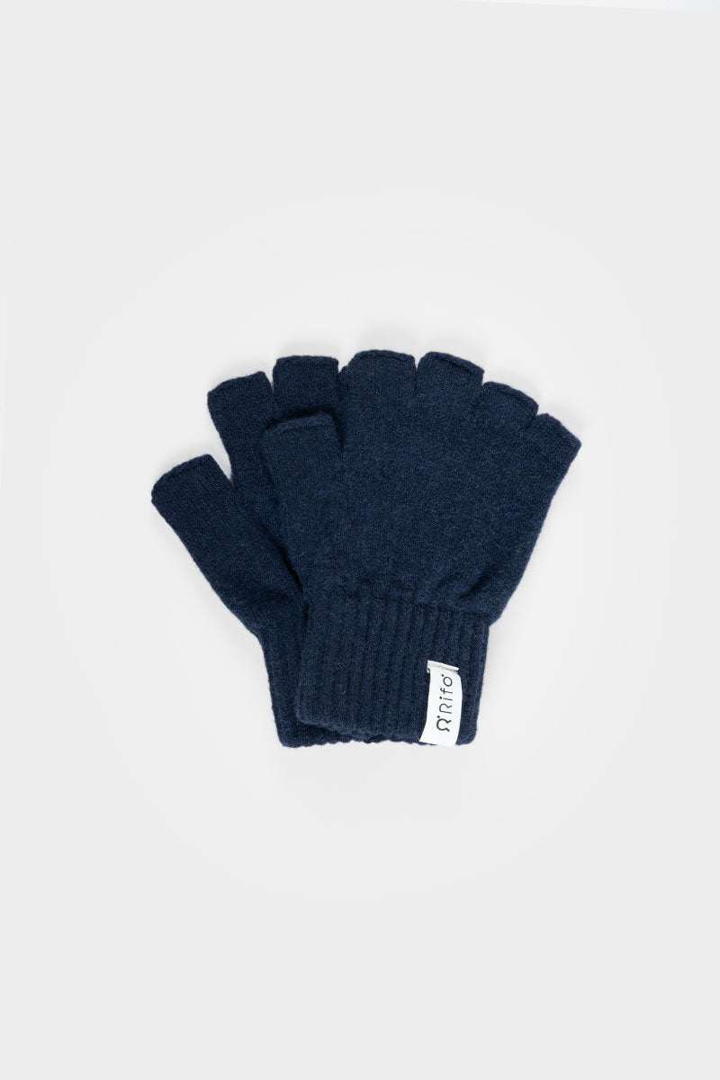 Handschuhe aus recycelter Wolle blau Sasha