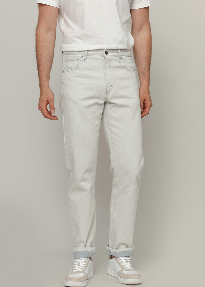 Pantaloni Jeans Uomo Cotone Rigenerato Kai Ecrù