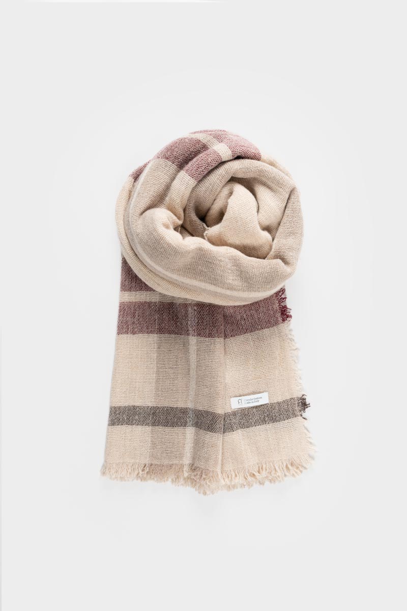Men Women Recycled Cashmere Keffiyeh Scarf Beige - Rifò