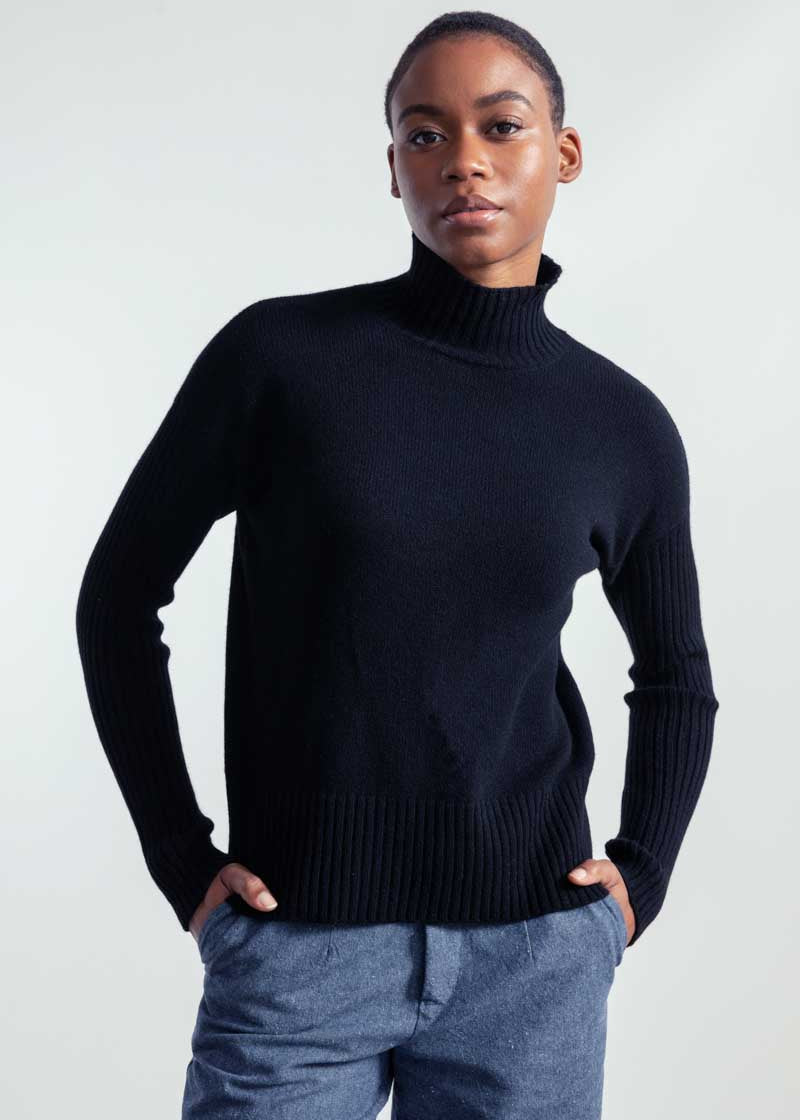 Nero Ardesia | Maglia Donna Cashmere Rigenerato Erminia