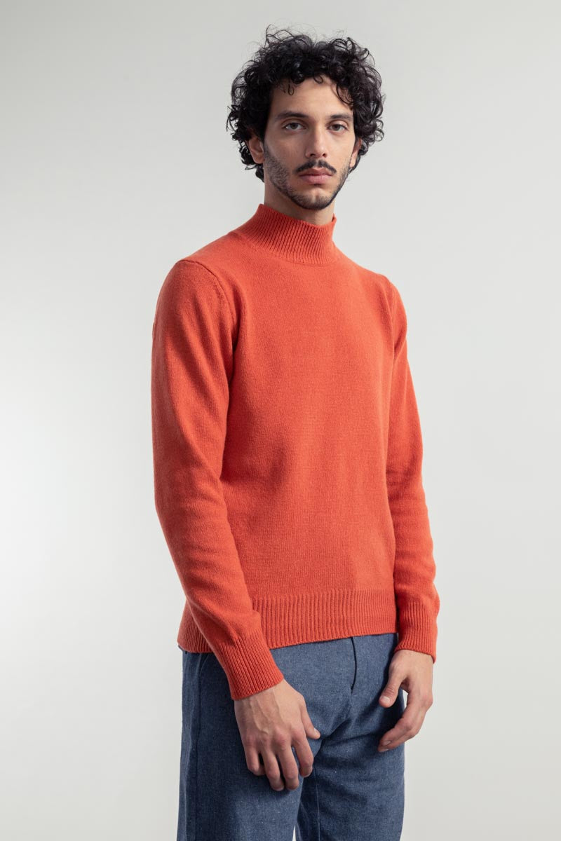Maglia Collo Alto Uomo Cashmere Clemente Arancio Rifò