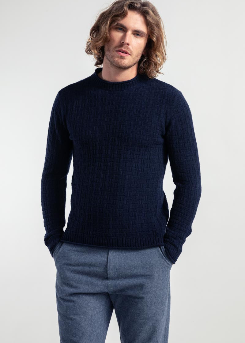 Maglia Uomo Cashmere Rigenerato Fernando Blu