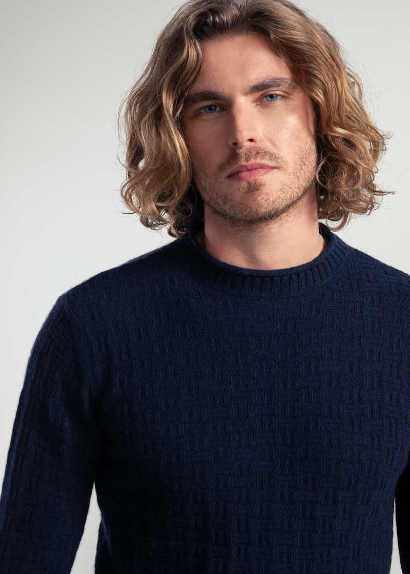 Maglia Uomo Cashmere Rigenerato Fernando Blu