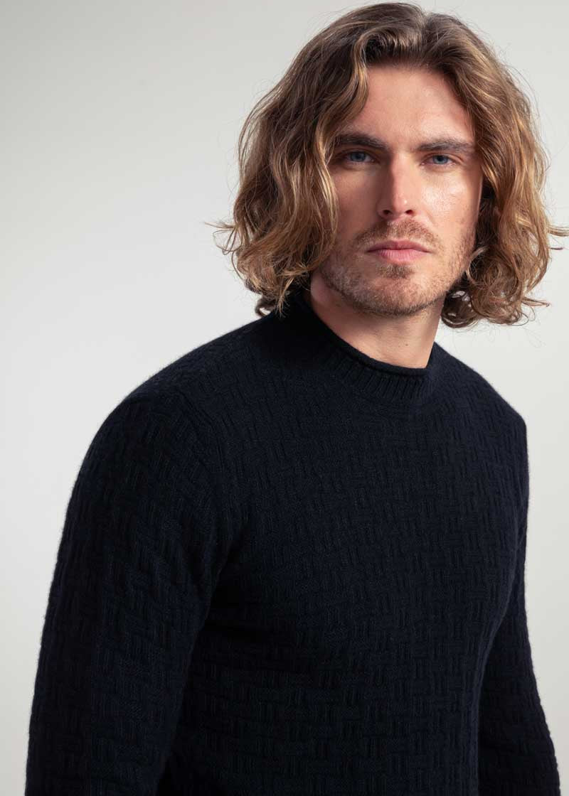 Maglia Uomo Cashmere Rigenerato Fernando Nero