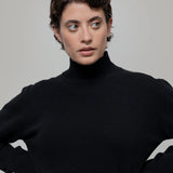 Nero Ardesia | Maglia collo alto cashmere rigenerato - Rifò Lab Moda circolare made in Italy