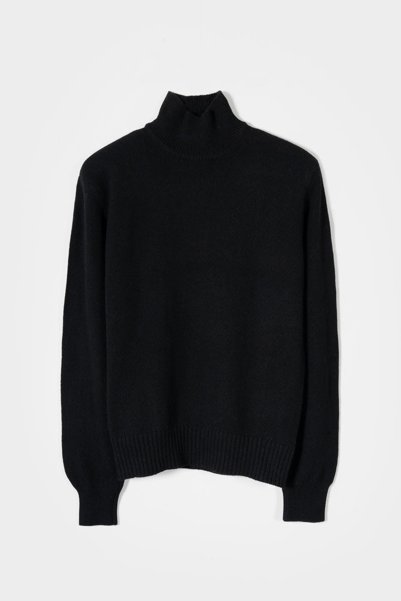 Nero Ardesia | Maglia collo alto cashmere rigenerato