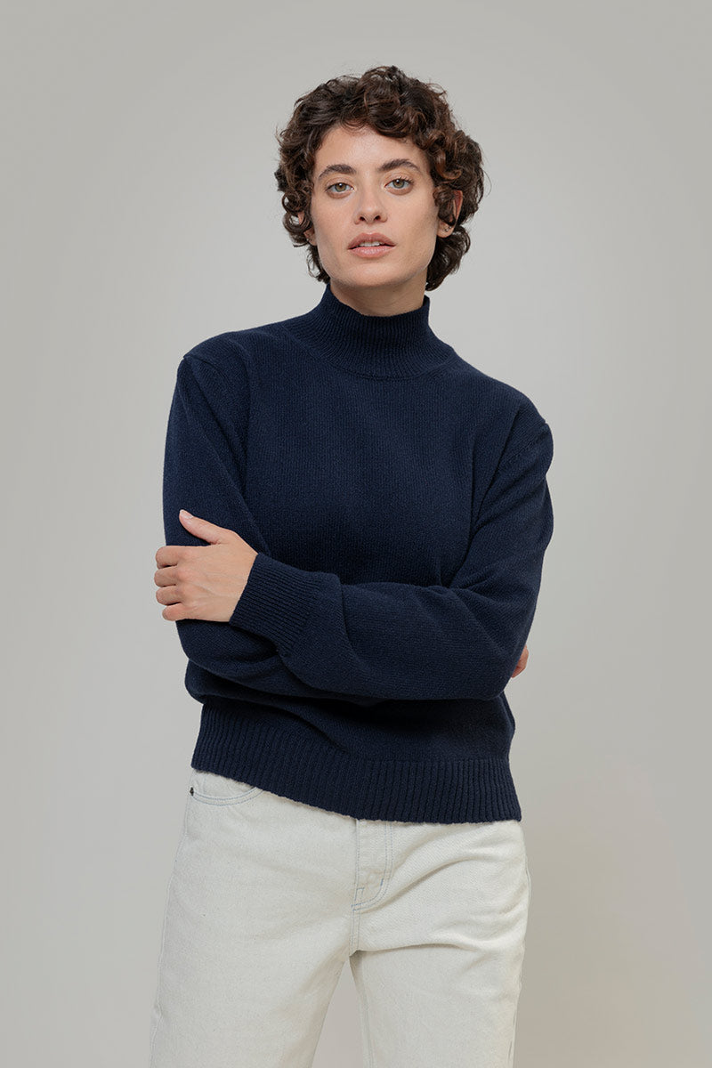 Maglia Donna Cashmere Rigenerato Edda Blu Mora