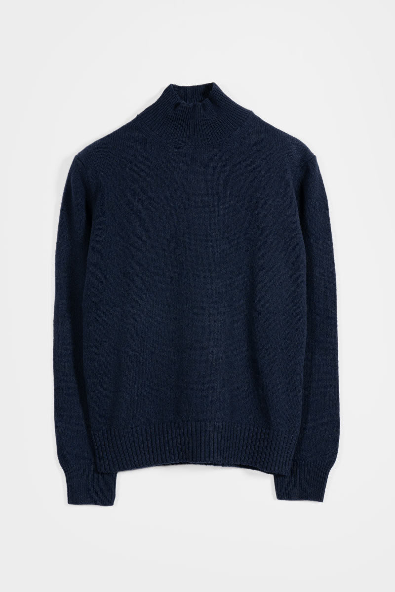 Blu Mora | Maglia collo alto cashmere rigenerato Ada Rifò Moda Circolare Made in Italy