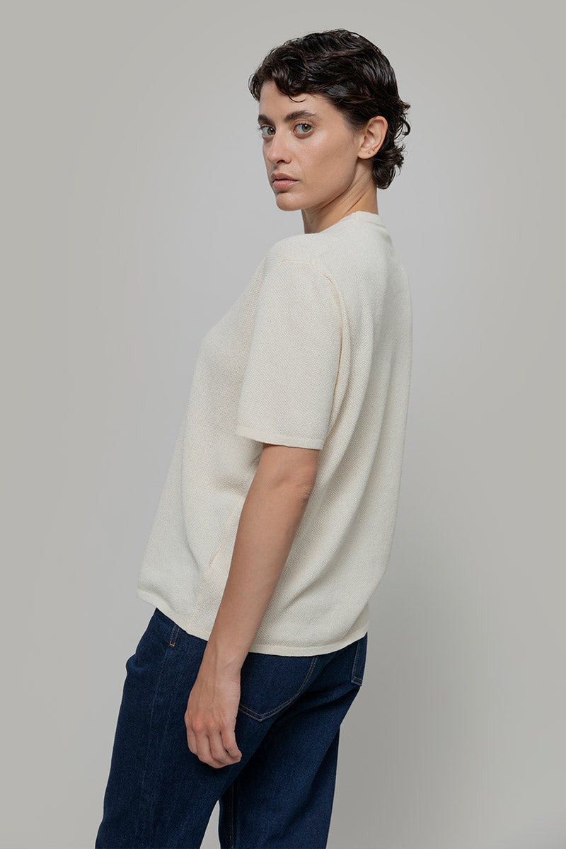 T-Shirt Donna Cotone Rigenerato Carlotta Bianco - Rifò Lab Moda circolare made in Italy