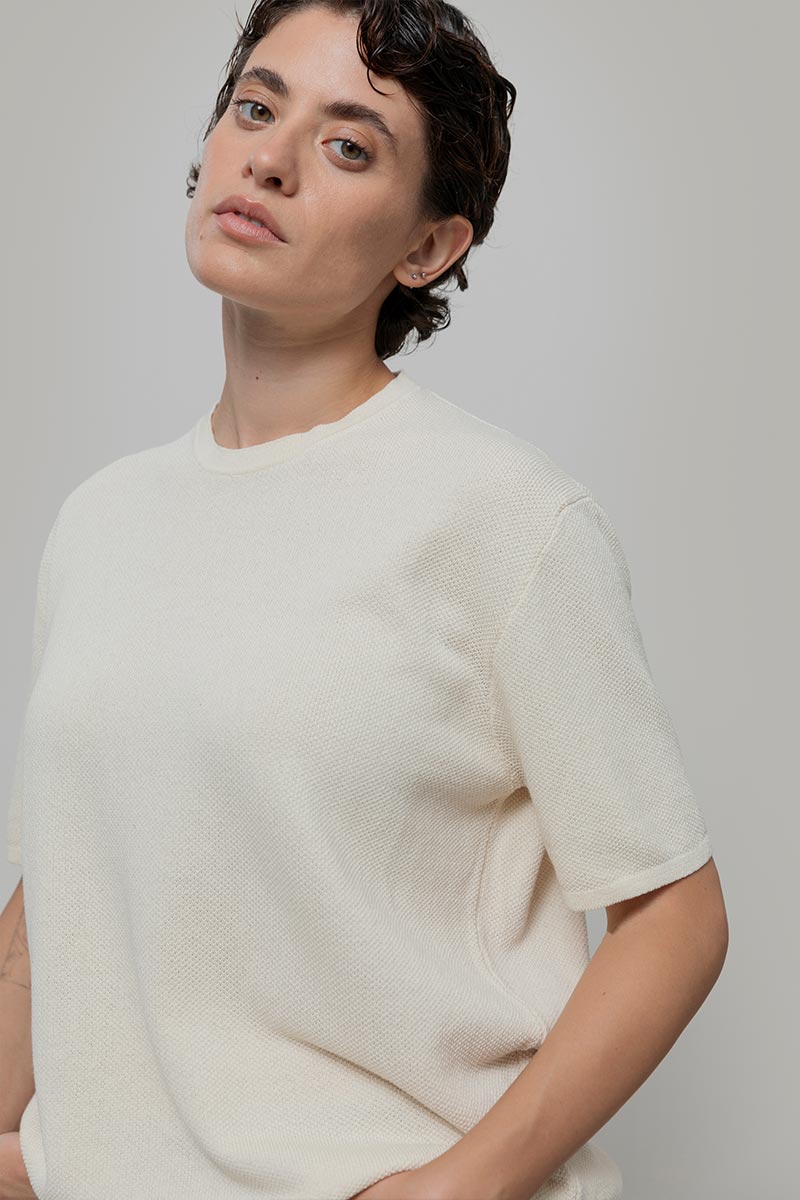 T-Shirt Donna Cotone Rigenerato Carlotta Bianco - Rifò Lab Moda circolare made in Italy