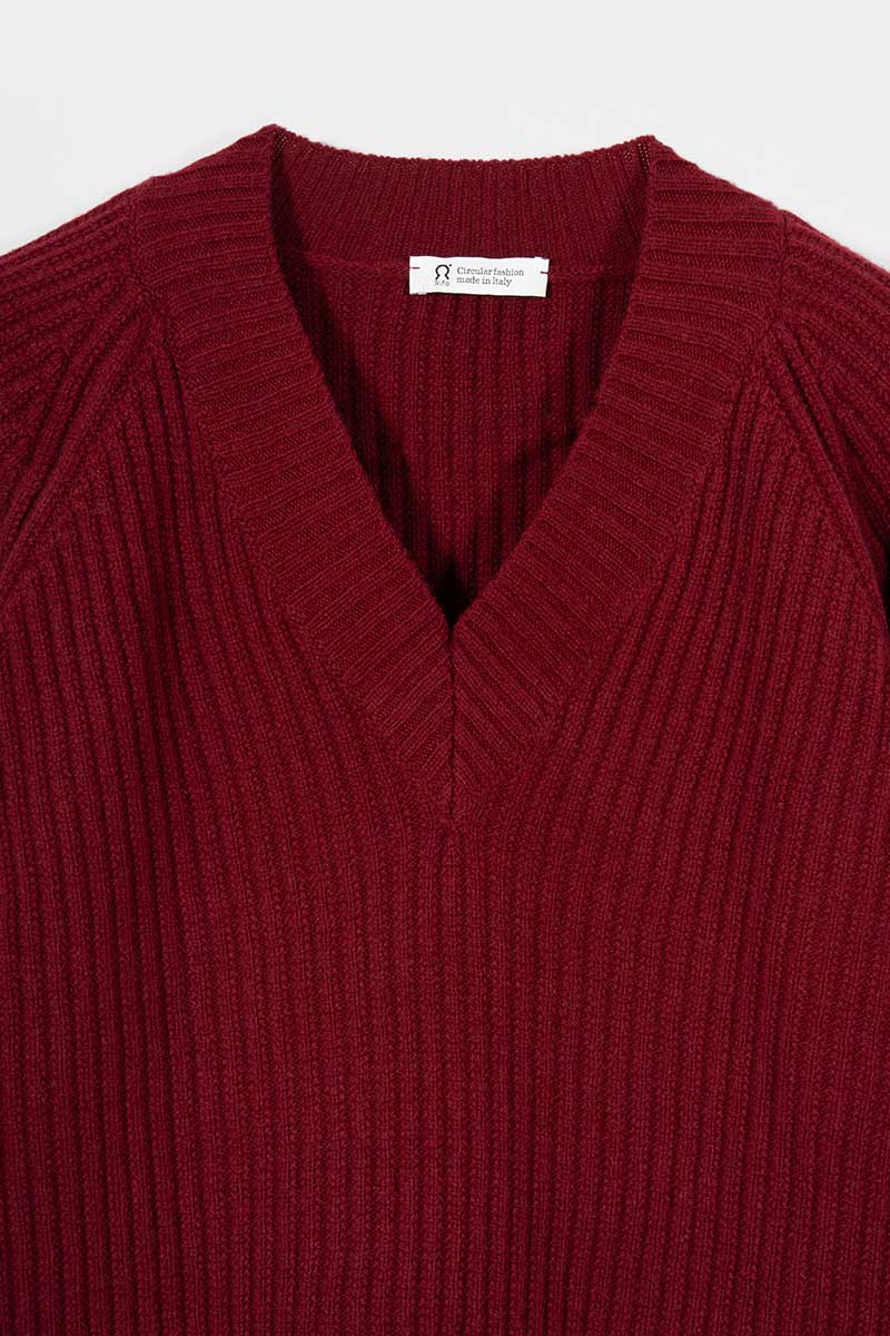 Maglia Scollo a V Donna Lana Manon - Rifò Lab Moda circolare made in Italy