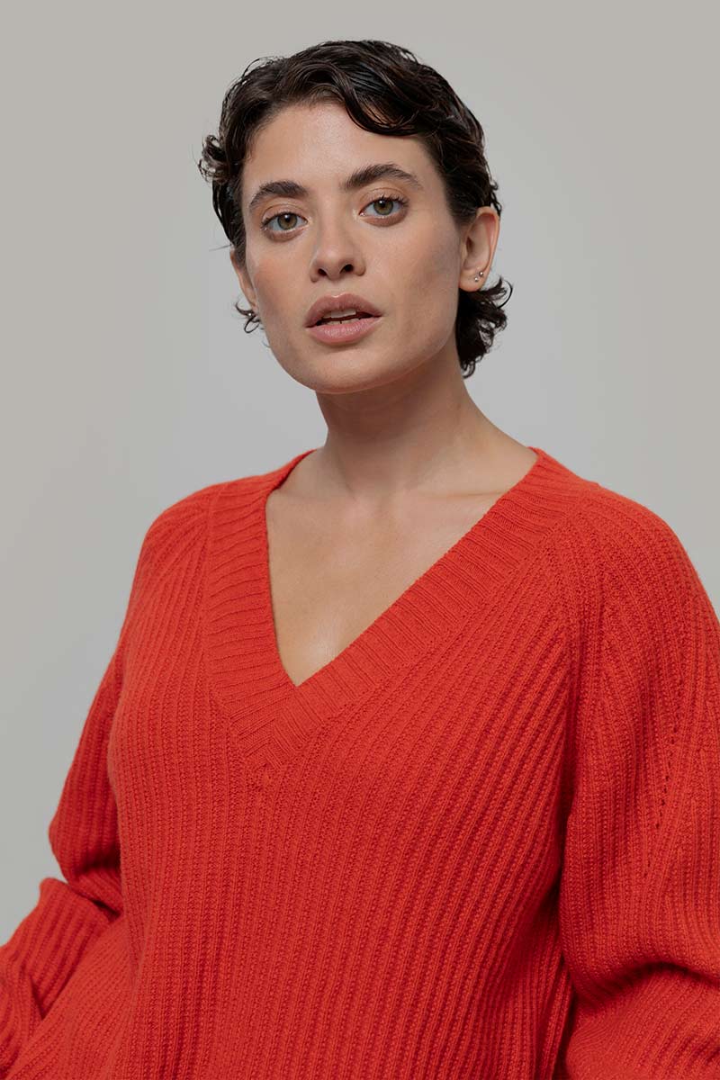 Maglia Scollo a V Donna Lana Manon - Rifò Lab Moda circolare made in Italy