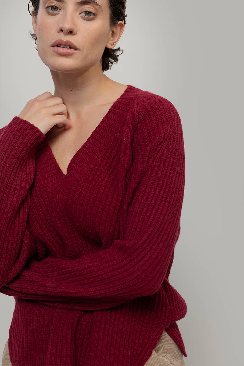 Maglia Scollo a V Donna Lana Manon - Rifò Lab Moda circolare made in Italy