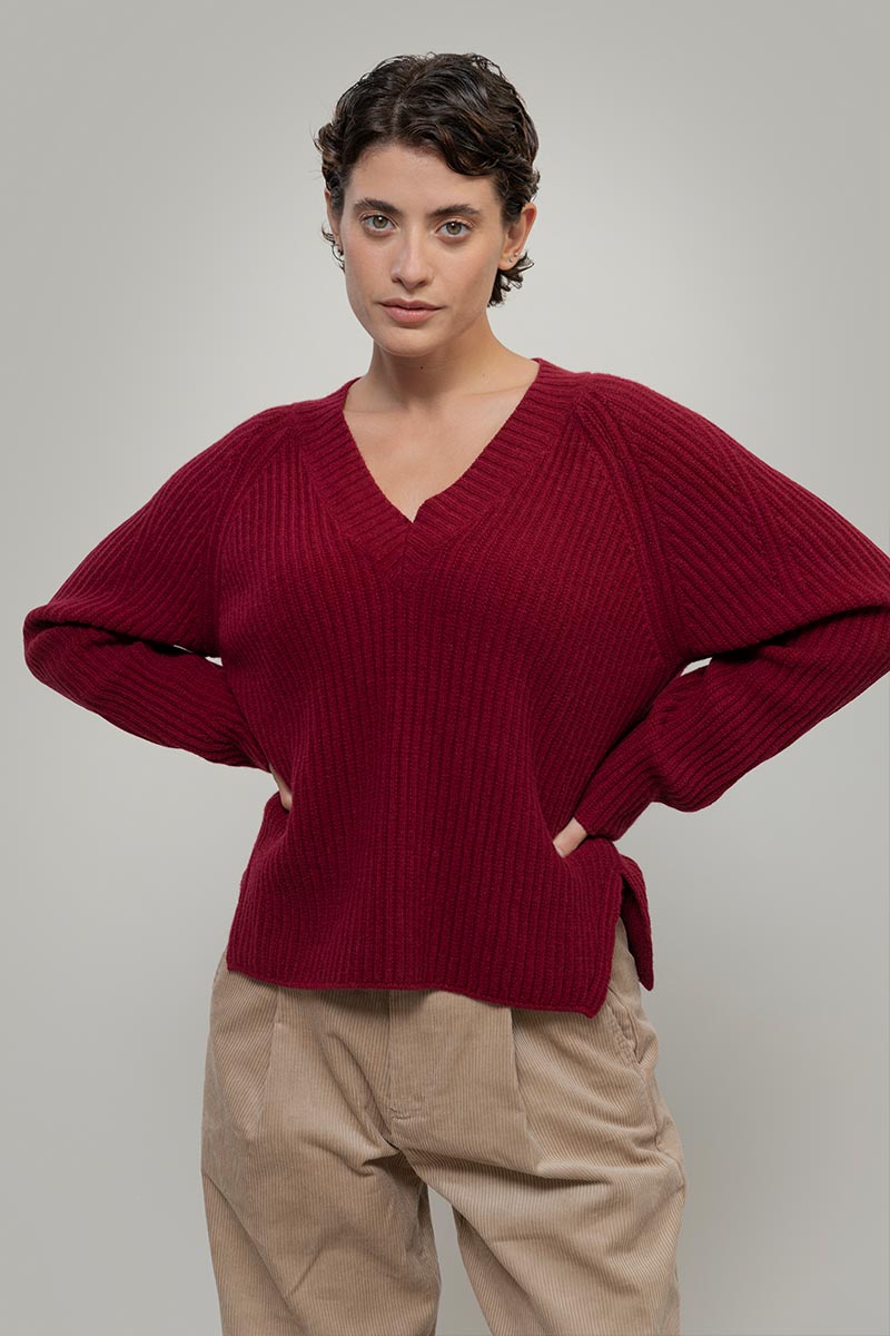Maglia Scollo a V Donna Lana Manon - Rifò Lab Moda circolare made in Italy