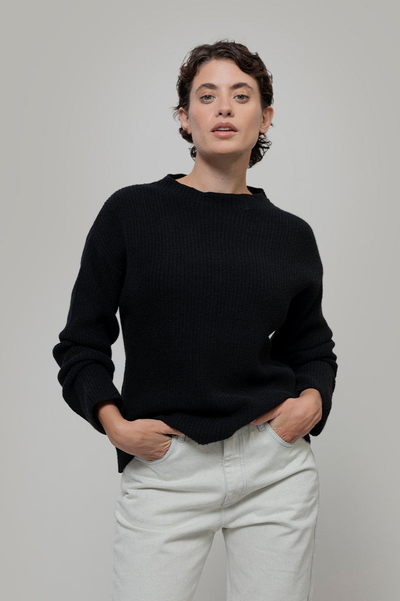 Maglia Donna Cashmere Rigenerato Melissa Nero - Rifò Lab Moda circolare made in Italy