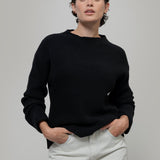 Maglia Donna Cashmere Rigenerato Melissa Nero - Rifò Lab Moda circolare made in Italy