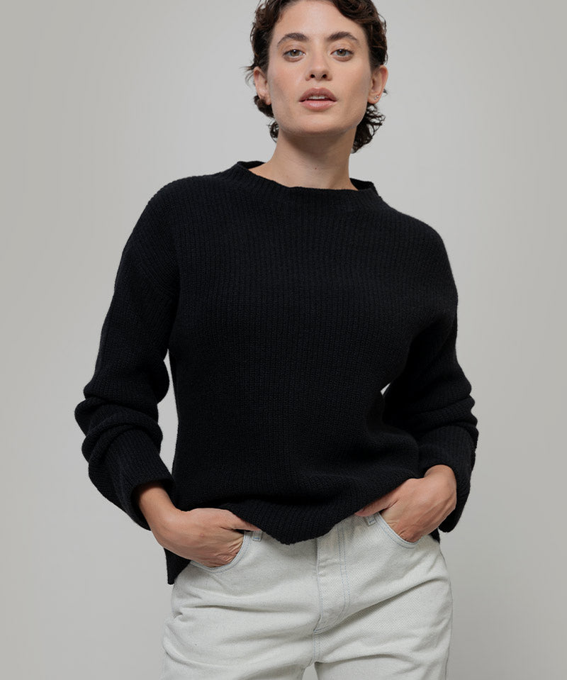 Maglia Donna Cashmere Rigenerato Melissa Nero - Rifò Lab Moda circolare made in Italy